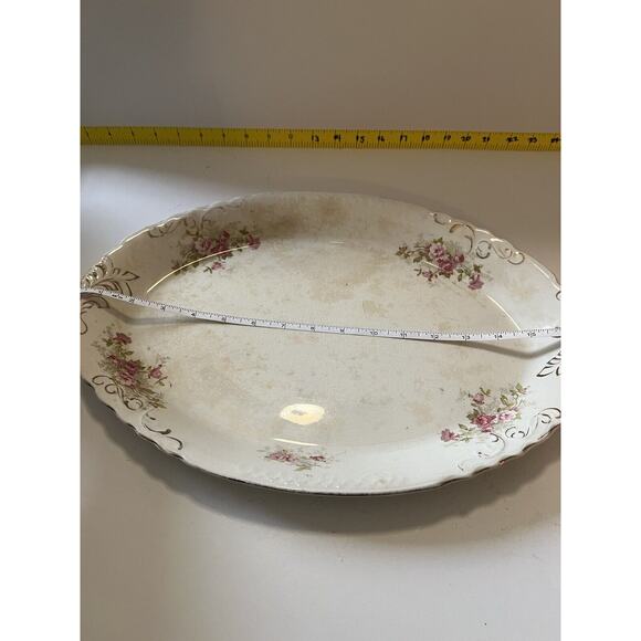 Vintage Platter "Naomi" Floral Scalloped Edge 17” Serving Dish Plate Pink Roses - Picture 15 of 15